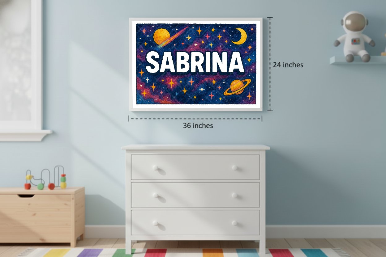 Personalized space name art for Sabrina