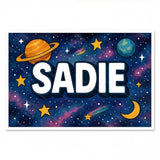 Adventurous personalized space name art for Sadie