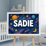 Adventurous personalized space name art for Sadie
