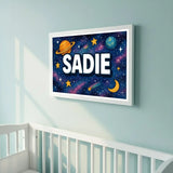Adventurous personalized space name art for Sadie