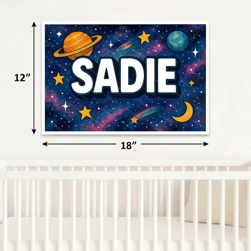 Adventurous personalized space name art for Sadie