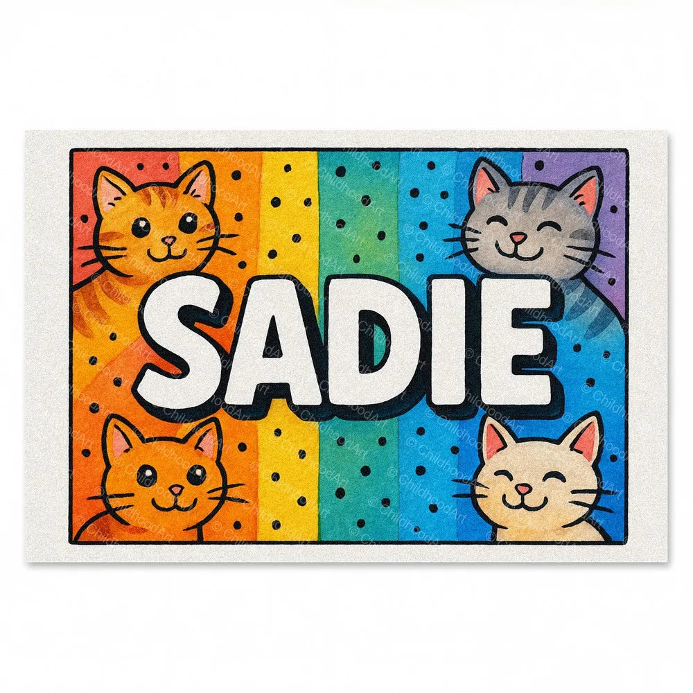 Sadie Colorful Cats Name Art - Full size image