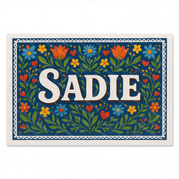 Sadie Floral Farmhouse Name Art