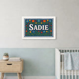 Sadie Name Art - Floral Farmhouse personalized wall print for kids