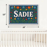 Sadie Name Art - Floral Farmhouse personalized wall print for kids