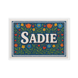 Sadie Name Art - Floral Farmhouse personalized wall print for kids