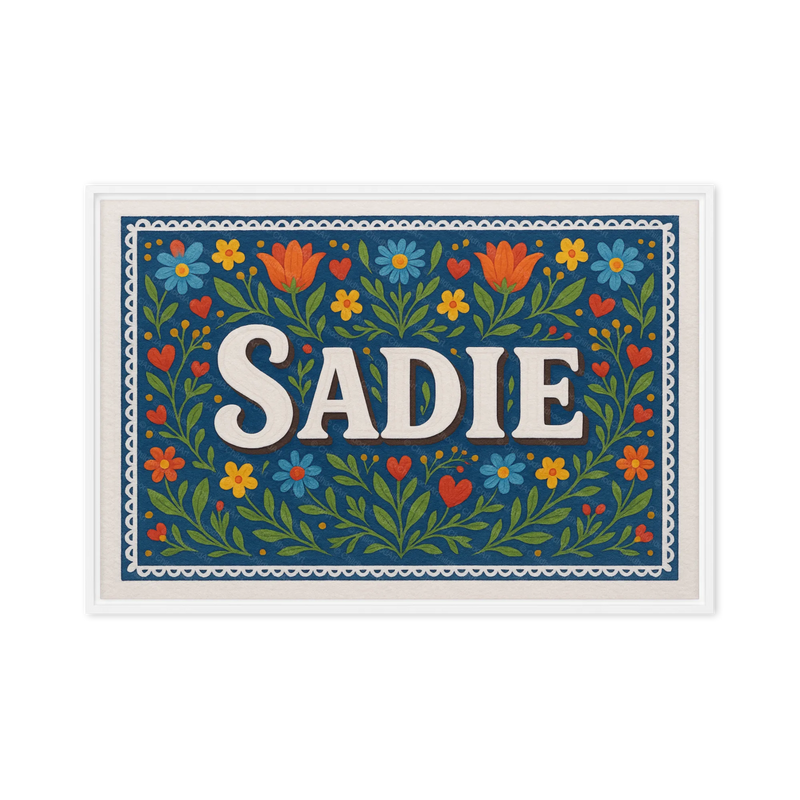 Sadie Name Art - Floral Farmhouse personalized wall print for kids
