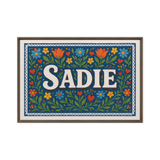 Sadie Name Art - Floral Farmhouse personalized wall print for kids