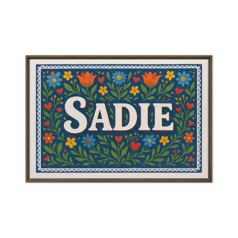 Sadie Name Art - Floral Farmhouse personalized wall print for kids