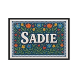 Sadie Name Art - Floral Farmhouse personalized wall print for kids