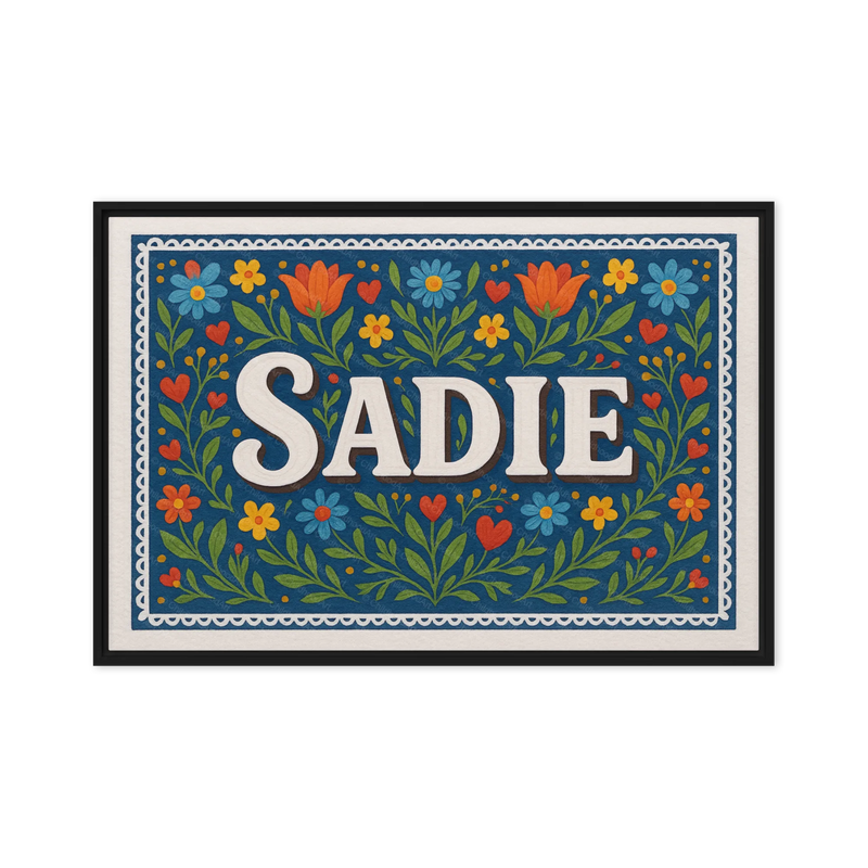 Sadie Name Art - Floral Farmhouse personalized wall print for kids