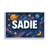 Sadie Name Art - Space Explorers personalized wall print for kids