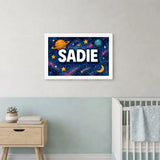 Sadie Name Art - Space Explorers personalized wall print for kids