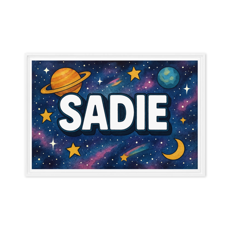 Sadie Name Art - Space Explorers personalized wall print for kids