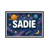 Sadie Name Art - Space Explorers personalized wall print for kids