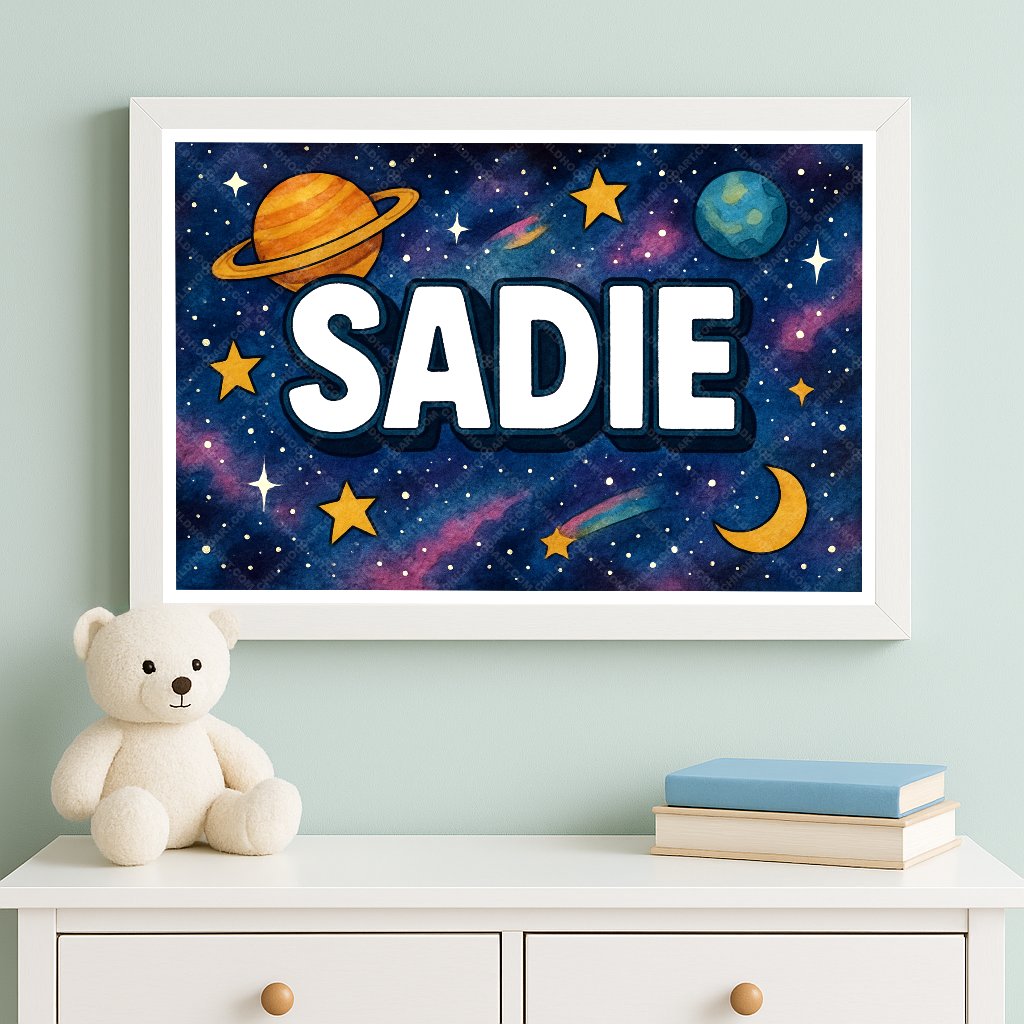 Personalized space name art for Sadie
