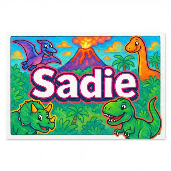 Sadie Name Art - Dinosaur Adventure Personalized Wall Art