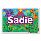 Sadie Name Art - Dinosaur Adventure personalized wall print for kids
