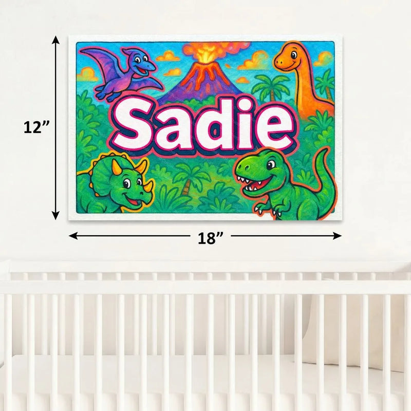 Sadie Name Art - Dinosaur Adventure personalized wall print for kids