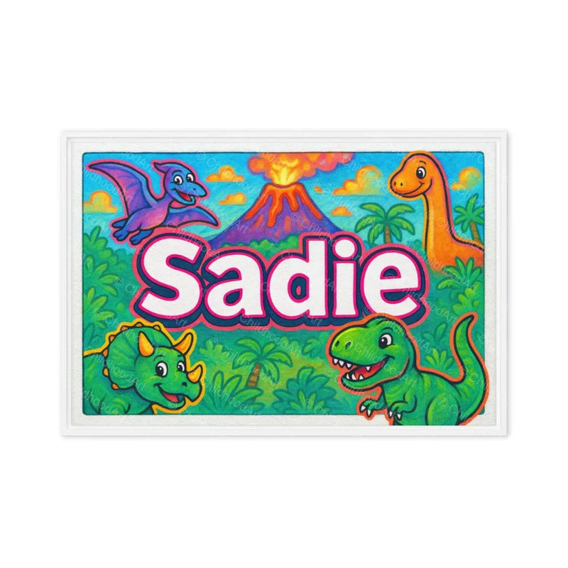 Sadie Name Art - Dinosaur Adventure personalized wall print for kids