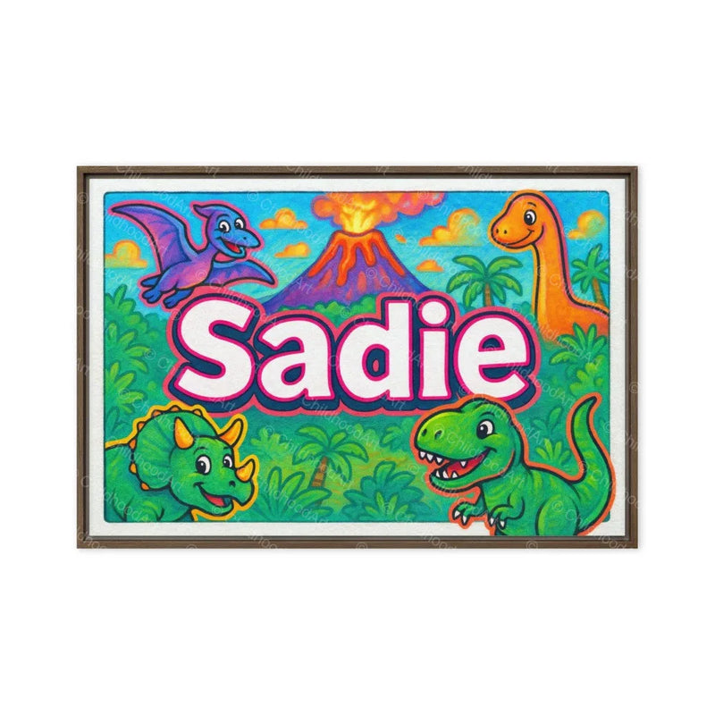 Sadie Name Art - Dinosaur Adventure personalized wall print for kids