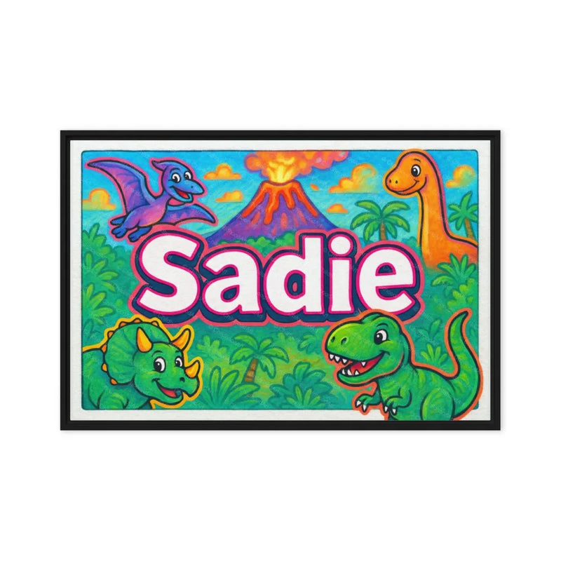 Sadie Name Art - Dinosaur Adventure personalized wall print for kids