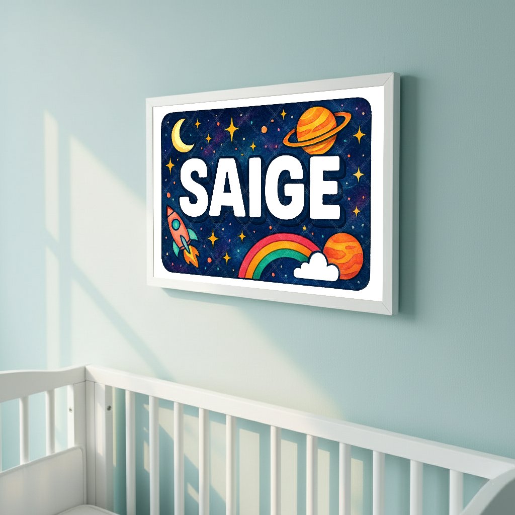 Personalized space name art for Saige