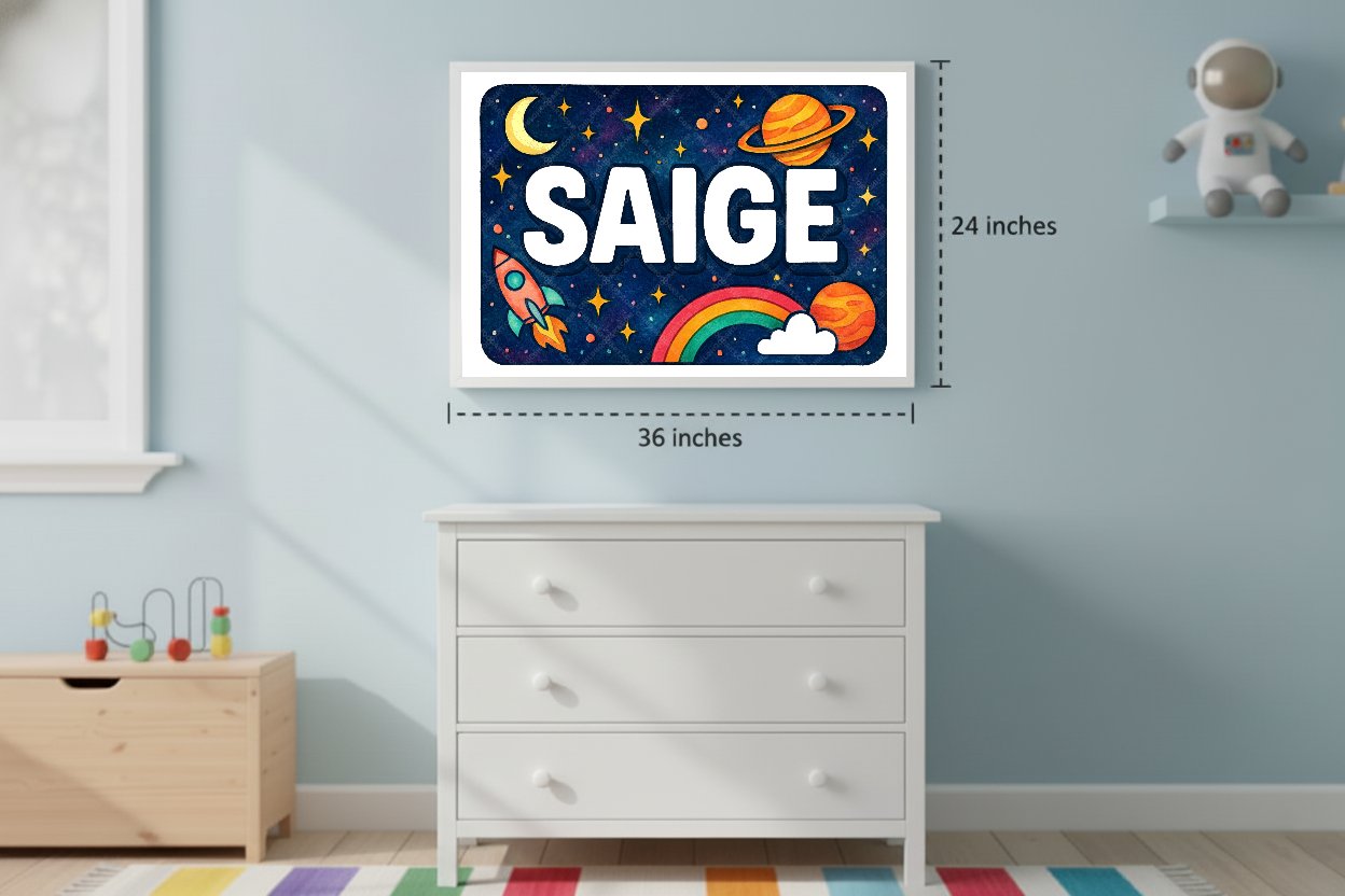 Personalized space name art for Saige