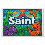 Saint Name Art - Dinosaur Adventure personalized wall print for kids