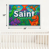 Saint Name Art - Dinosaur Adventure personalized wall print for kids