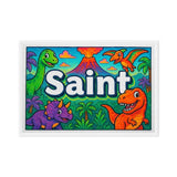 Saint Name Art - Dinosaur Adventure personalized wall print for kids