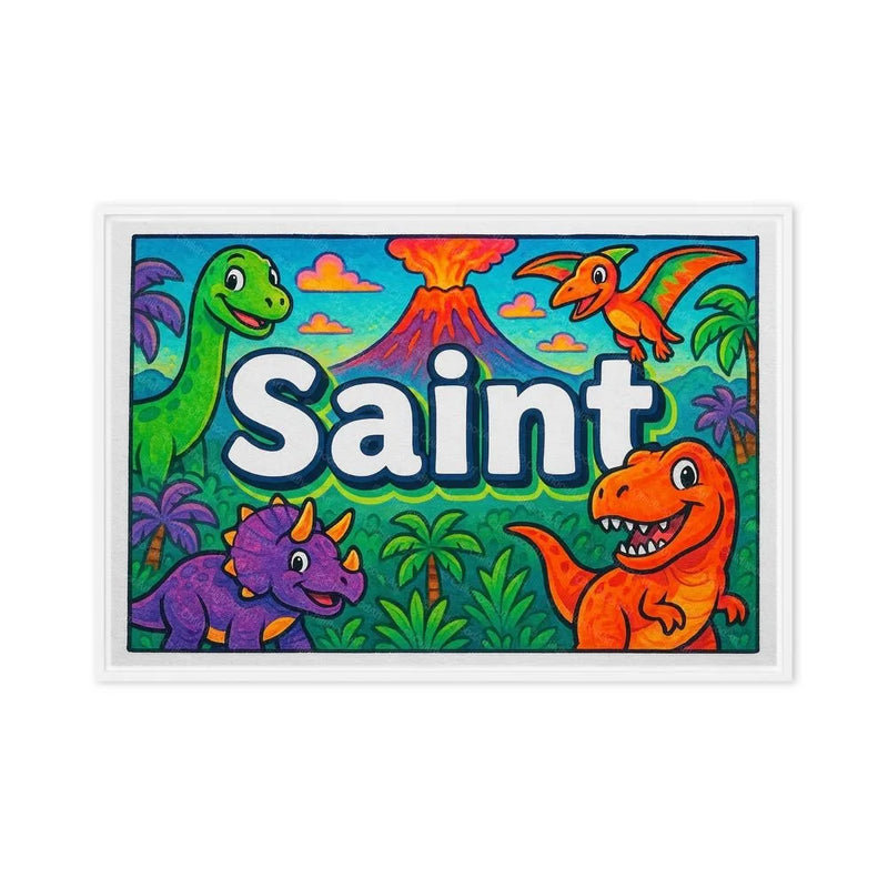 Saint Name Art - Dinosaur Adventure personalized wall print for kids