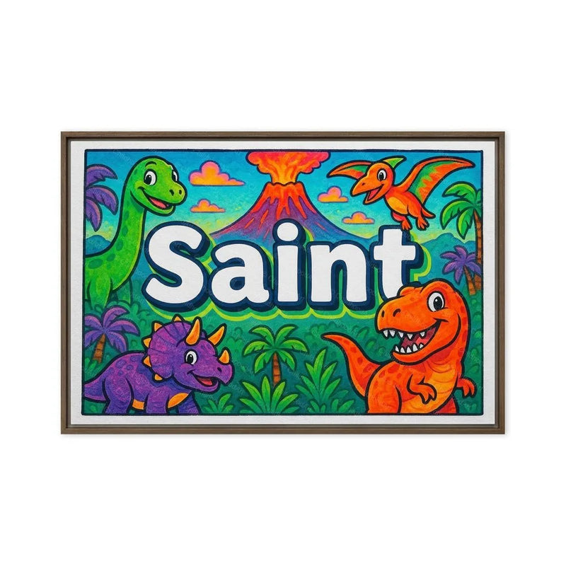 Saint Name Art - Dinosaur Adventure personalized wall print for kids