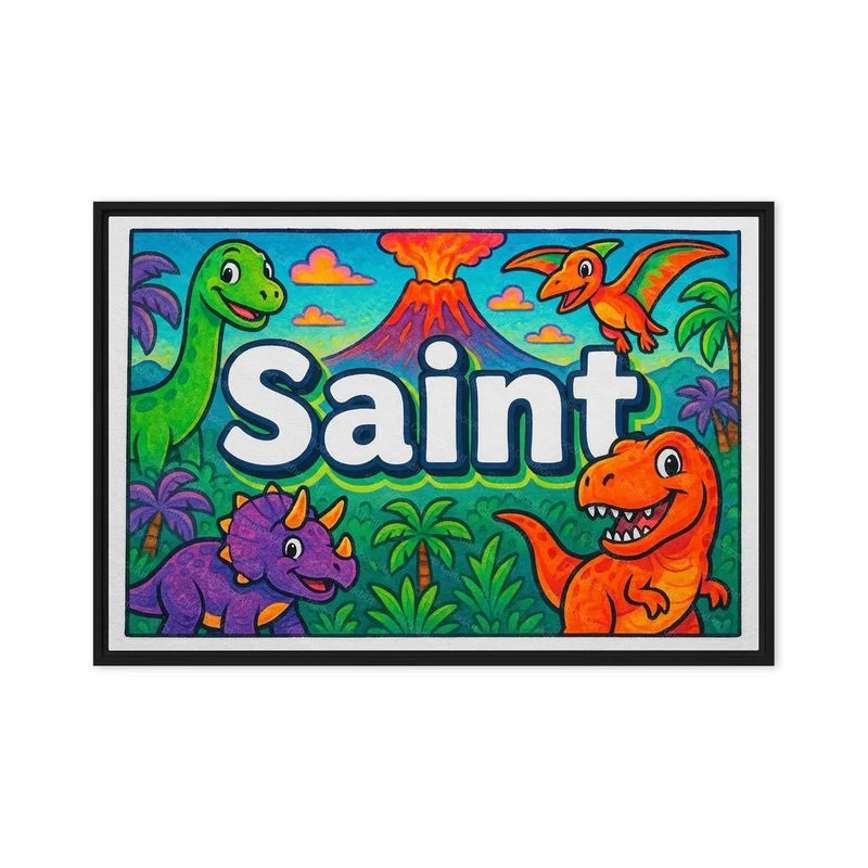Saint Name Art - Dinosaur Adventure personalized wall print for kids