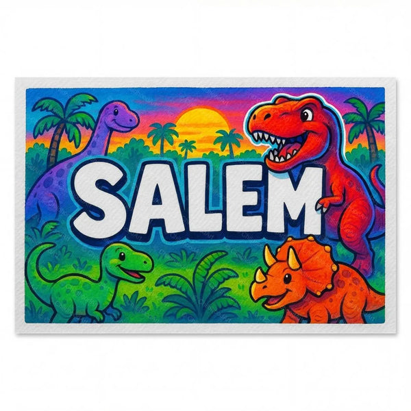 Salem Name Art - Dinosaur Adventure Personalized Wall Art