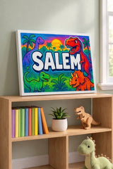 Salem Name Art - Dinosaur Adventure personalized wall print for kids