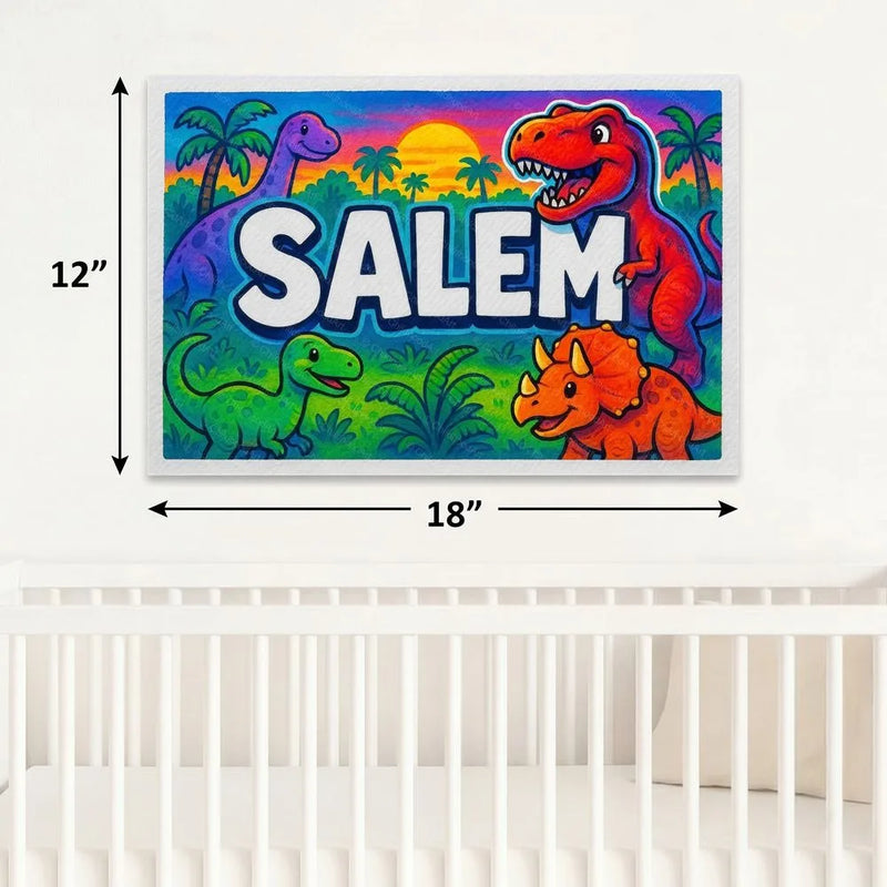 Salem Name Art - Dinosaur Adventure personalized wall print for kids