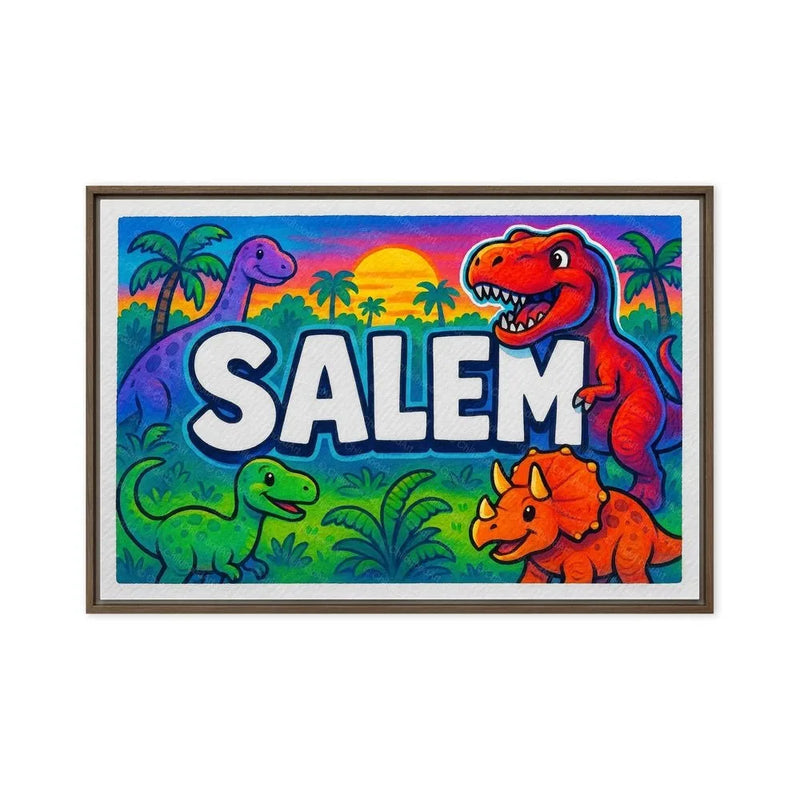 Salem Name Art - Dinosaur Adventure personalized wall print for kids
