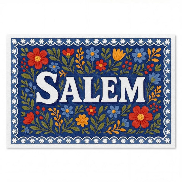 Salem Name Art - Floral Farmhouse Personalized Wall Art
