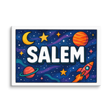 Salem Name Art - Space Explorers personalized wall print for kids