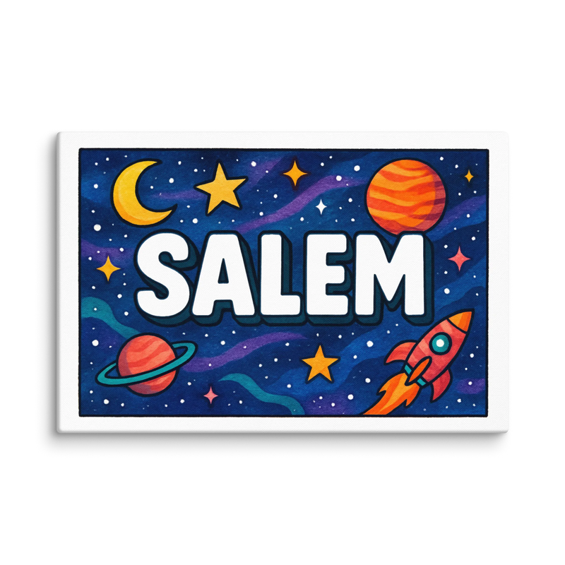 Salem Name Art - Space Explorers personalized wall print for kids