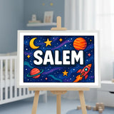 Salem Name Art - Space Explorers personalized wall print for kids