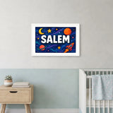 Salem Name Art - Space Explorers personalized wall print for kids