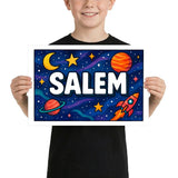 Salem Name Art - Space Explorers personalized wall print for kids