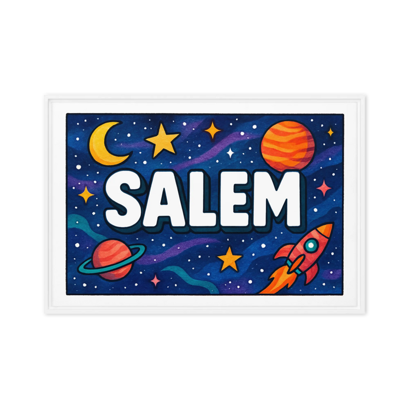 Salem Name Art - Space Explorers personalized wall print for kids