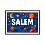 Salem Name Art - Space Explorers personalized wall print for kids