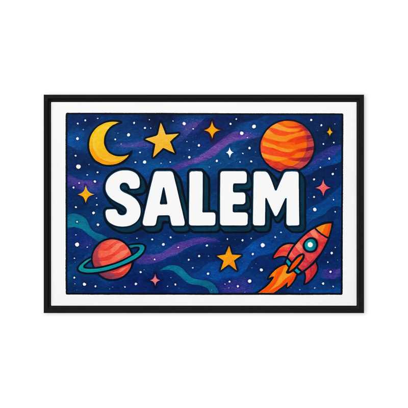 Salem Name Art - Space Explorers personalized wall print for kids