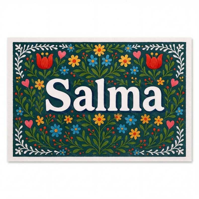 Salma Name Art - Floral Farmhouse personalized wall print for kids