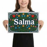 Salma Name Art - Floral Farmhouse personalized wall print for kids