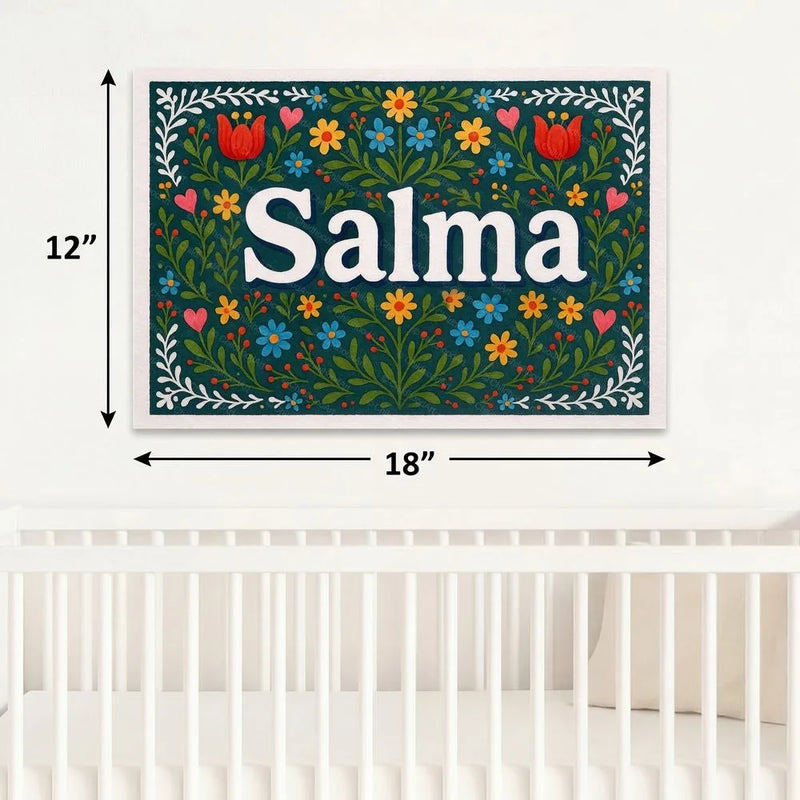 Salma Name Art - Floral Farmhouse personalized wall print for kids